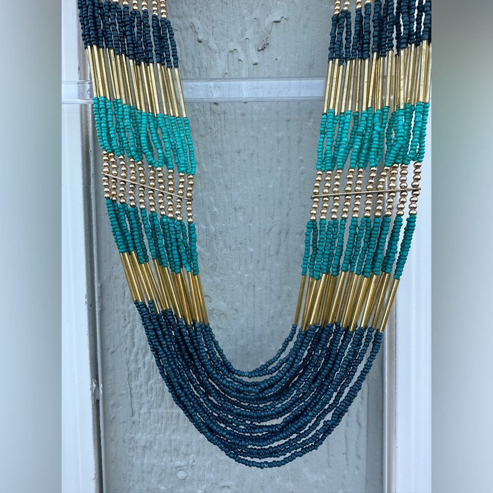 Beaded Seed Bead Layered Multi-Strand Necklace